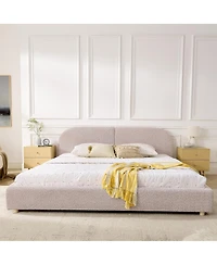 Streamdale Furniture King Size Upholstered Bed Frame, Modern Minimalist Curved Headboard