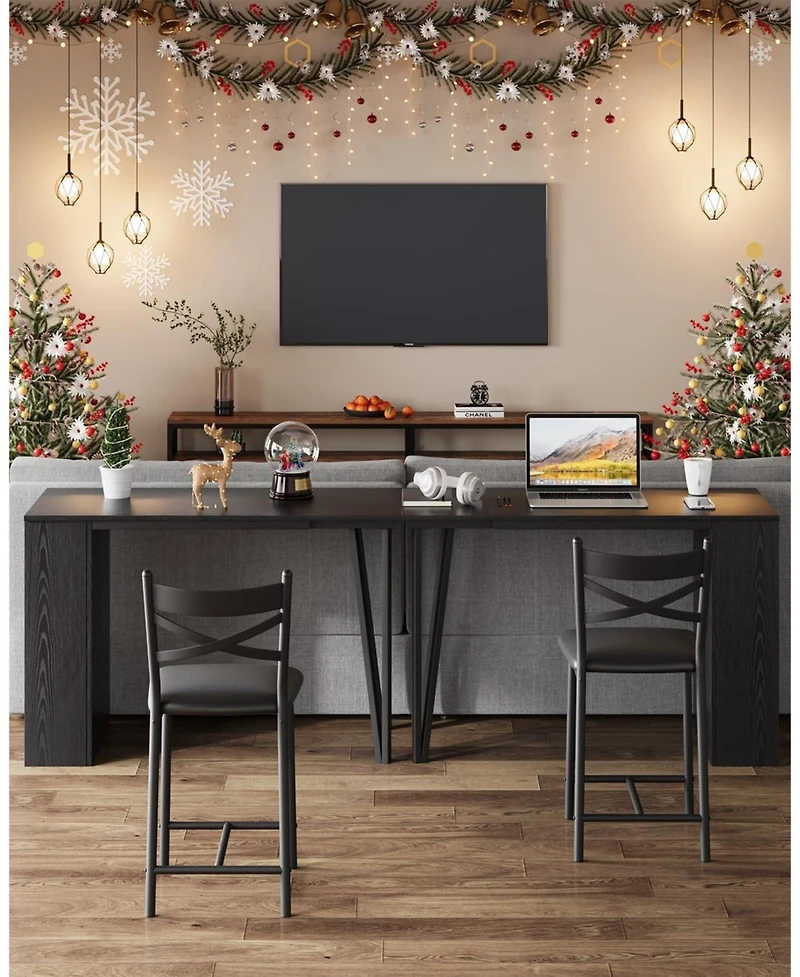 gaomon 3-Piece Bar Table Set for 2, Flip Top Extension Bar Table and Chairs with Shelves, Small Space Kitchen Set