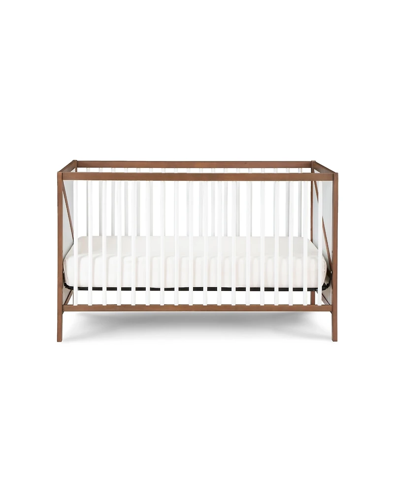 Flynama 3in1 Convertible Crib Mid Century Modern Z Design Solid Wood Three Adjustable Mattress Heights for Baby Nursery
