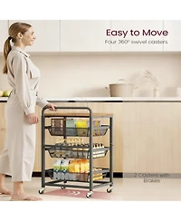 Yigii Kitchen Storage Cart with Pull-Out Baskets, Wheels, and Handle