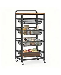 Yigii Kitchen Storage Cart With Pull Out Baskets Wheels Handle