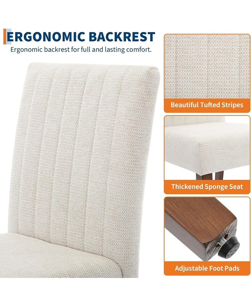 gaomon Parsons Button Tufted Dining Chairs Set of 4,Upholstered Fabric Kitchen with Wood Legs and Padded Seats,Living Room Furniture