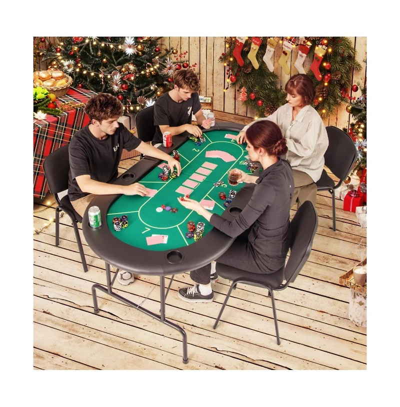 Hongge Foldable Poker Table with 8 Cup Holders