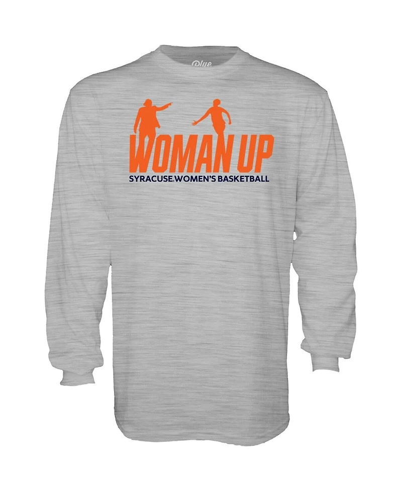 Blue 84 Men's and Women's White Syracuse Orange 2026 Basketball Woman Up Shooting Long Sleeve T-Shirt