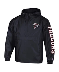 Champion Men's Black Atlanta Falcons Packable Windbreaker Half-Zip Jacket
