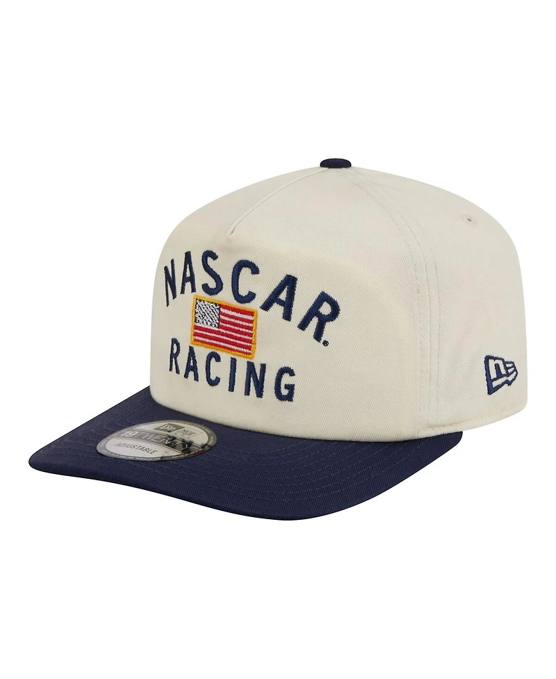 New Era Men's Cream/Navy Nascar Flag 19TWENTY Adjustable Hat