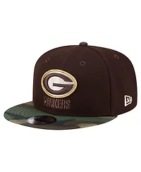 New Era Men's Dark Brown Green Bay Packers Burnt Wood Camo 9FIFTY Snapback Hat
