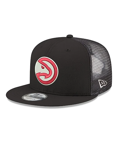 New Era Men's Black Atlanta Hawks Core Logo Meshback 9FIFTY Snapback Hat