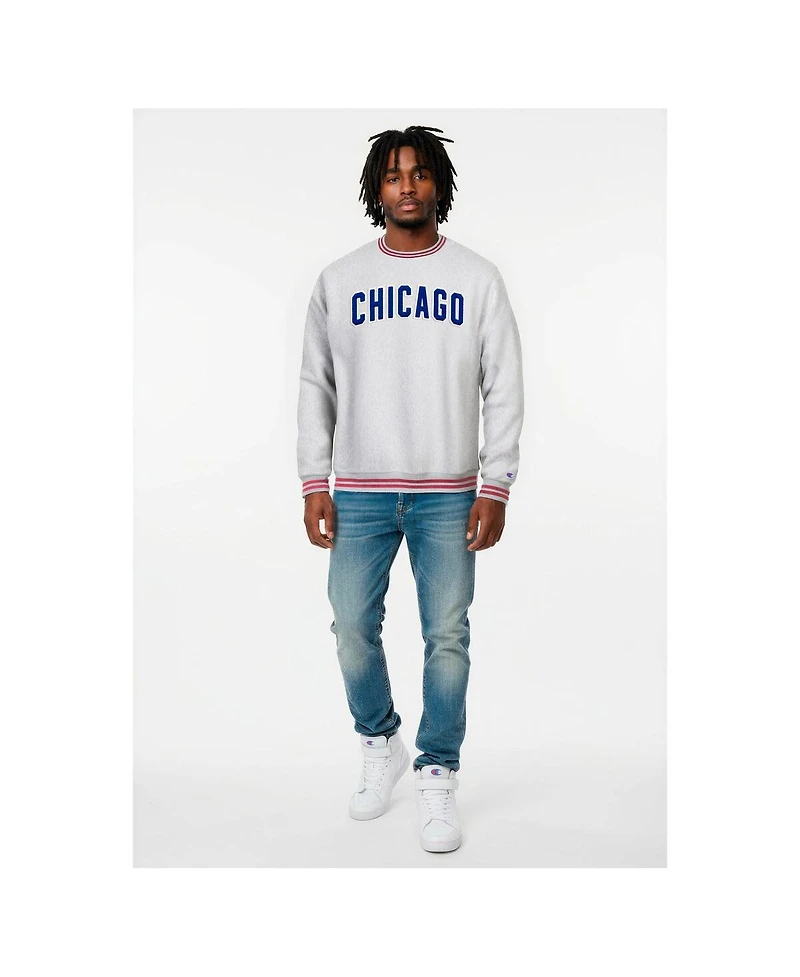 Champion Men's Heather Gray Chicago Cubs Reverse Weave Sweatshirt