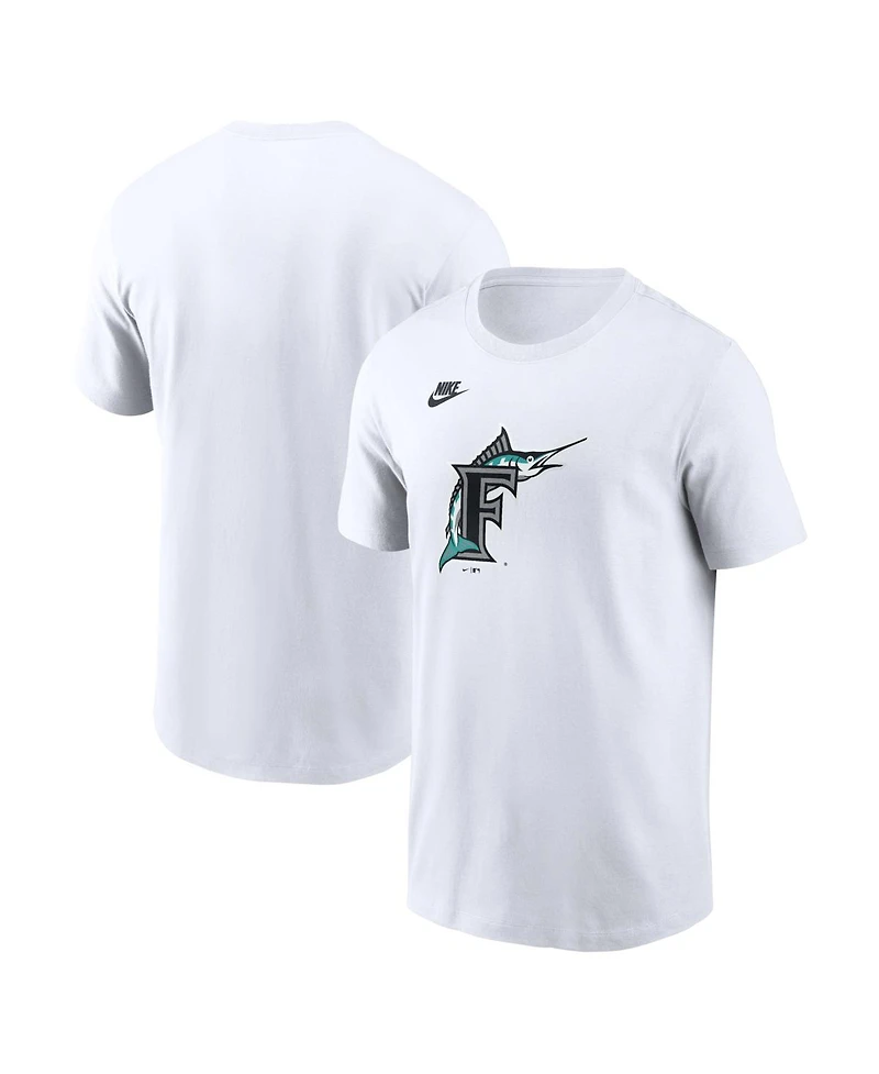 Nike Men's White Florida Marlins Cooperstown Collection Logo T-Shirt