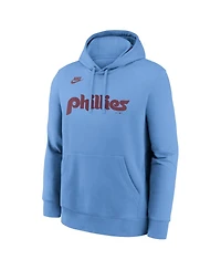 Nike Men's Light Blue Philadelphia Phillies Cooperstown Collection Wordmark Club Hoodie