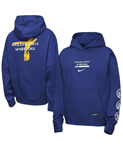 Nike Big Boys and Girls Royal Golden State Warriors Courtside Club Premiere Hoodie