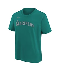 Nike Big Boys and Girls Cal Raleigh Teal Seattle Mariners Name Number T-Shirt