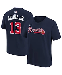 Nike Big Boys and Girls Ronald Acuna Jr. Navy Atlanta Braves Name & Number T-Shirt