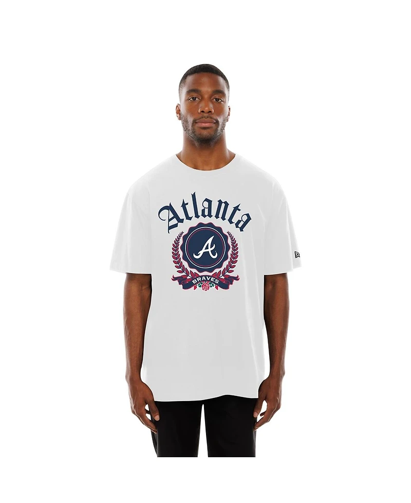 New Era Men's White Atlanta Braves Fleur Domestic T-Shirt