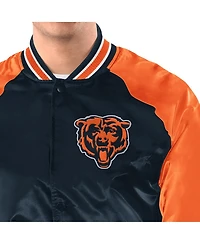 Starter Men's Navy/Orange Chicago Bears Inductee Raglan Full-Snap Varsity Jacket