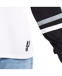 G-iii 4Her by Carl Banks Women's White/Black San Antonio Spurs Key Player Oversized Hooded Long Sleeve T-Shirt