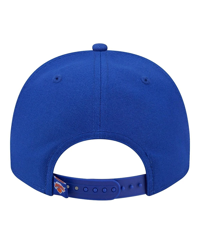 New Era Men's Blue New York Knicks Injection Cartoon Logo A-Frame 9FIFTY Adjustable Hat