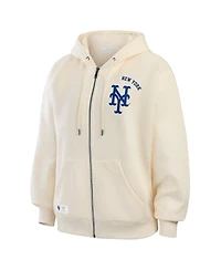 Wear by Erin Andrews Women's Cream New York Mets Full-Zip Hoodie