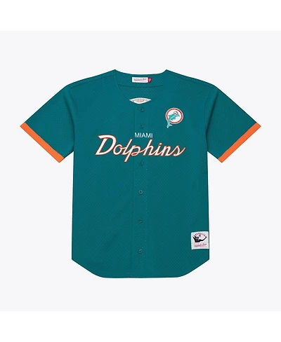 Mitchell & Ness Men's Aqua Miami Dolphins Head Coach Mesh Full-Button Fashion Jersey