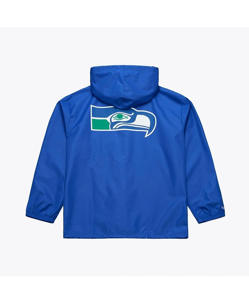 Mitchell & Ness Men's Royal Seattle Seahawks Coaches Full-Snap Hooded Windbreaker Jacket