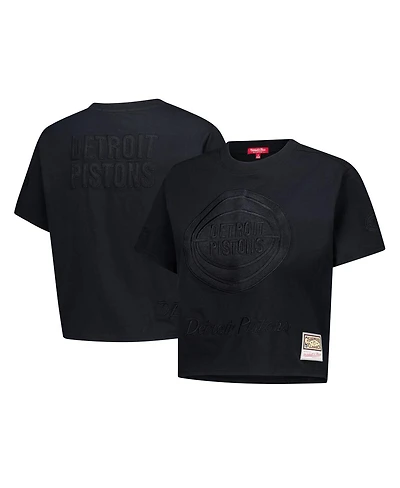 Mitchell & Ness Women's Black Detroit Pistons Phantom Cropped T-Shirt