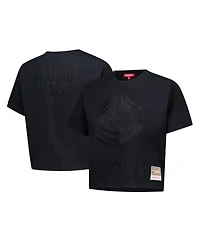 Mitchell & Ness Women's Black Detroit Pistons Phantom Cropped T-Shirt