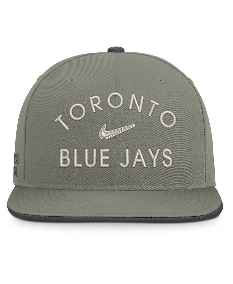 Nike Men's Olive Toronto Blue Jays Pro Dri-fit Snapback Hat