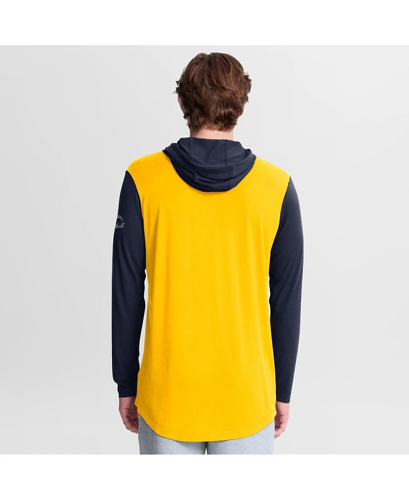 Nike Men's Maize/Navy Michigan Wolverines Campus Legacy Tri-Blend Long Sleeve Hooded T-Shirt