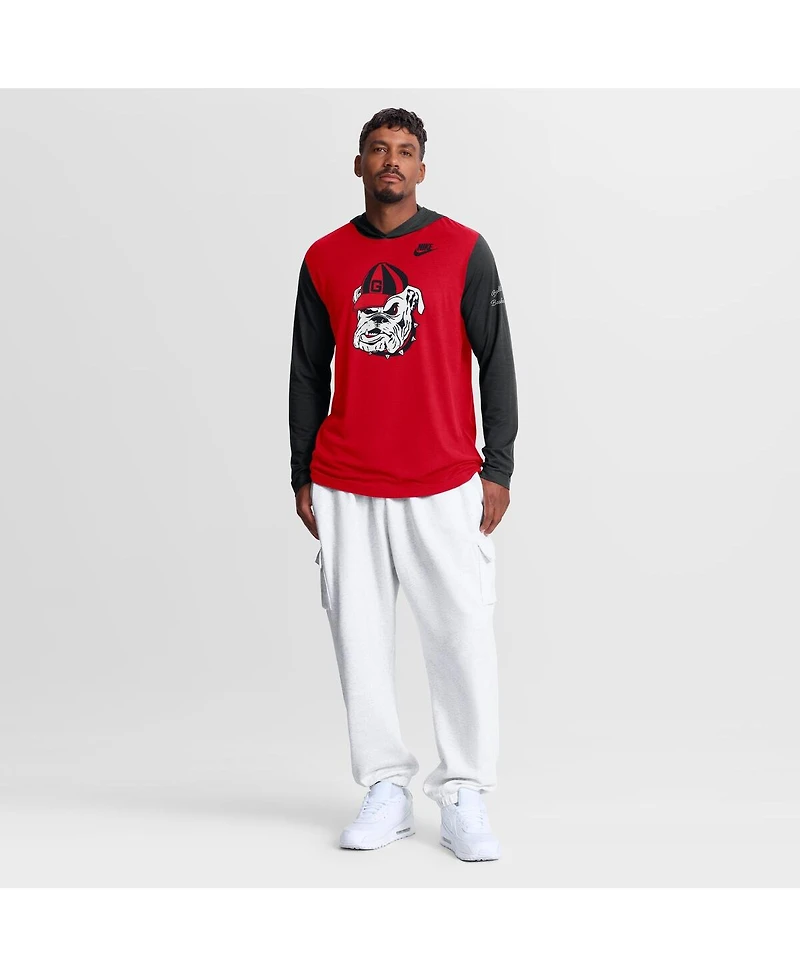 Nike Men's Red/Black Georgia Bulldogs Campus Legacy Tri-Blend Long Sleeve Hooded T-Shirt