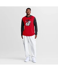 Nike Men's Red/Black Georgia Bulldogs Campus Legacy Tri-Blend Long Sleeve Hooded T-Shirt