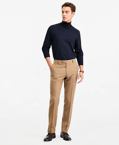 Tommy Hilfiger Men's Modern-Fit Wool Tan Flannel Suit Separates Pant