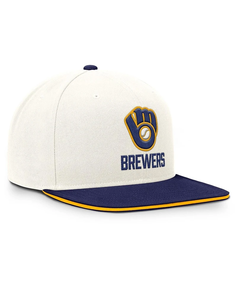 Nike Men's Cream/Royal Milwaukee Brewers Cooperstown Pro Dri-fit Snapback Hat
