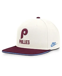 Nike Men's Cream/Burgundy Philadelphia Phillies Cooperstown Pro Dri-fit Snapback Hat