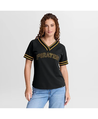 Fanatics Women's Black Pittsburgh Pirates Diva Race Ahead Raglan V-Neck T-Shirt