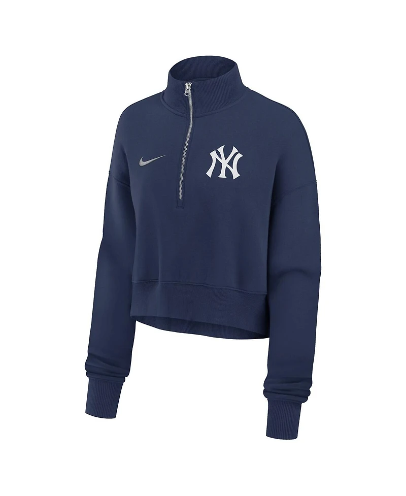 Nike Women's Navy New York Yankees Primetime Phoenix Fleece Half-Zip Sweatshirt
