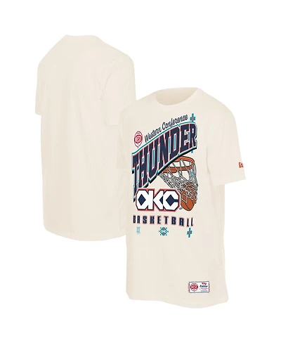 New Era Men's Cream Oklahoma City Thunder Oversized City Edition Remix Vintage T-Shirt