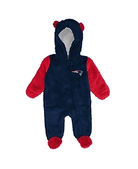 Outerstuff Baby Boys and Girls Navy New England Patriots Stay Napping Fleece Bunting Full-Zip Sleeper