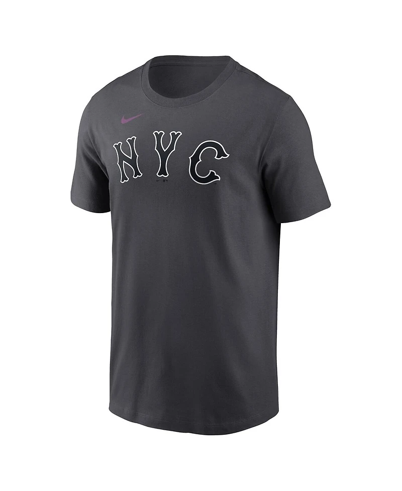 Nike Men's Francisco Lindor Anthracite New York Mets City Connect Name Number T-Shirt