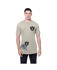 New Era Men's Light Beige Las Vegas Raiders Multi Patch T-Shirt
