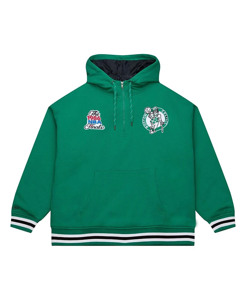 Mitchell & Ness Men's Green Boston Celtics Throw It Back Quilted Fleece Quarter-Zip Hoodie