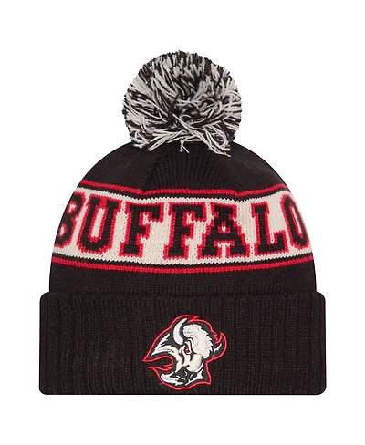 New Era Men's Black Buffalo Sabres Retro Cuffed Knit Hat with Pom