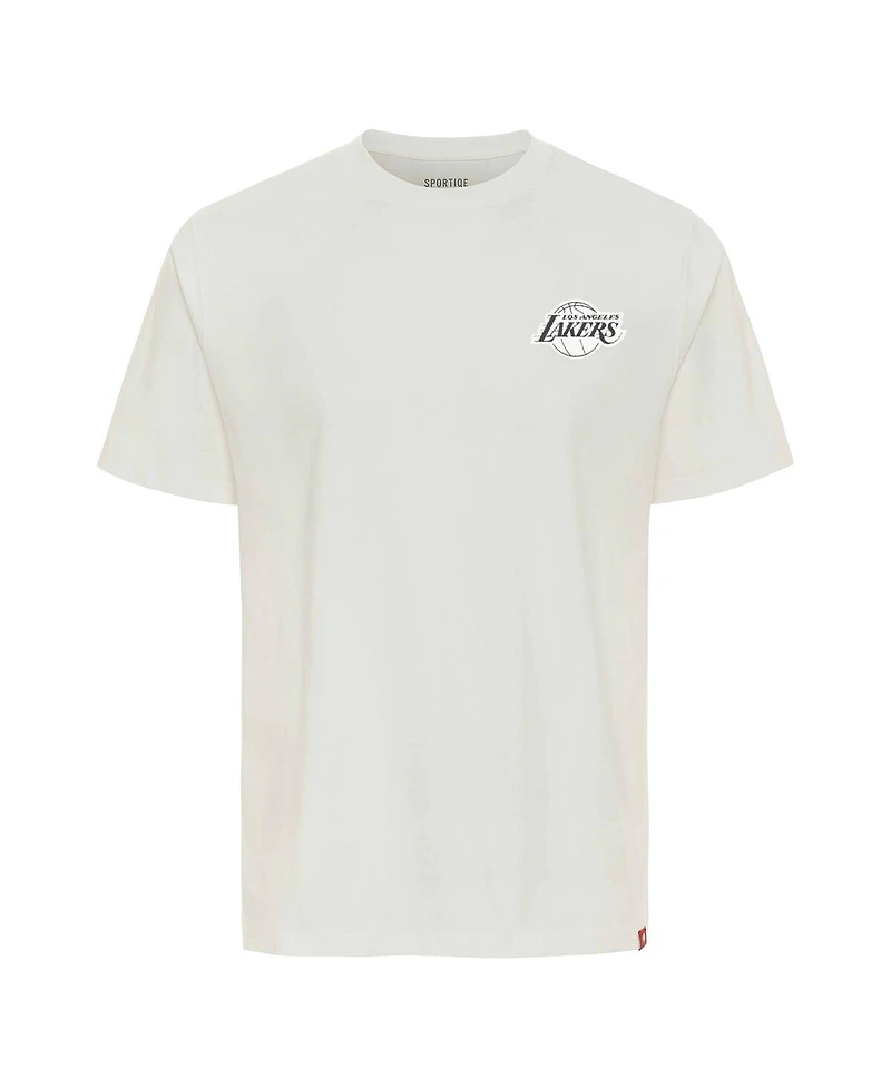 Sportiqe Men's and Women's Cream Los Angeles Lakers Athletic Club Collection Duke Relaxed fit Premium T-Shirt