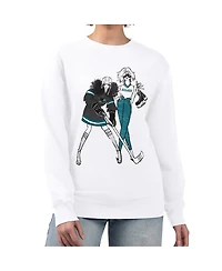 G-iii 4Her by Carl Banks Women's White San Jose Sharks Hockey Girls Team Graphic Fleece Pullover Sweatshirt
