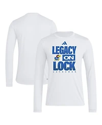 Adidas Men's White Kansas Jayhawks Legacy On Lock Pregame Long Sleeve T-Shirt