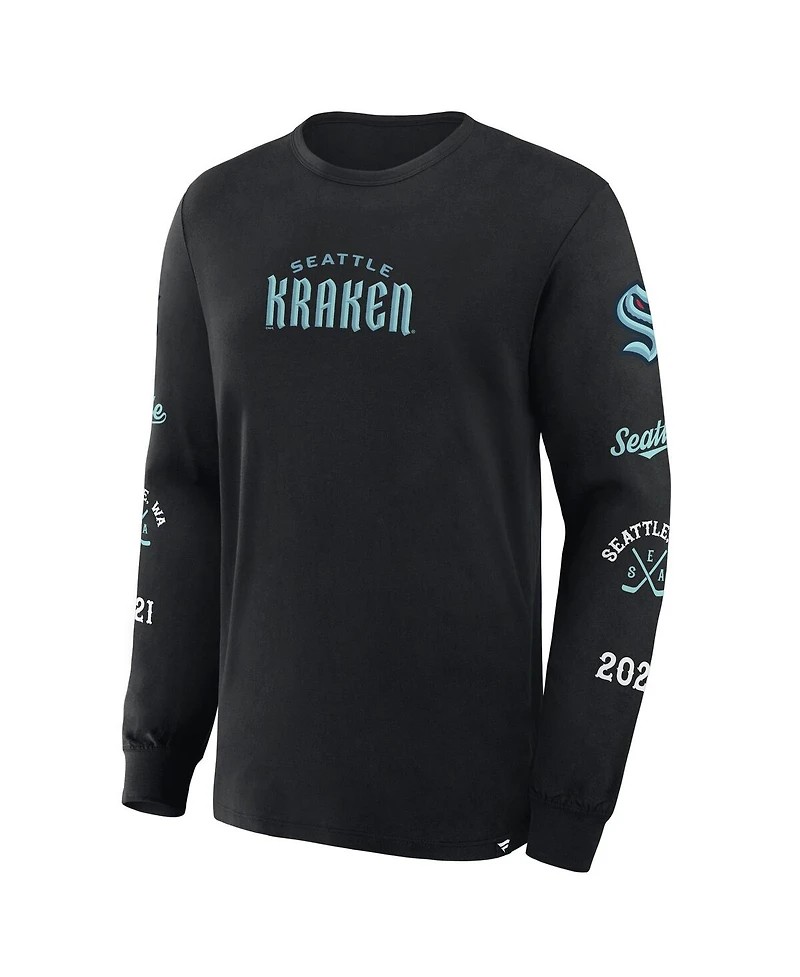 Fanatics Men's Black Seattle Kraken Boxed Legacy Long Sleeve T-Shirt