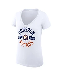 G-iii 4Her by Carl Banks Women's White Houston Astros Super-Slim Fit Lightweight City Graphic V-Neck T-Shirt