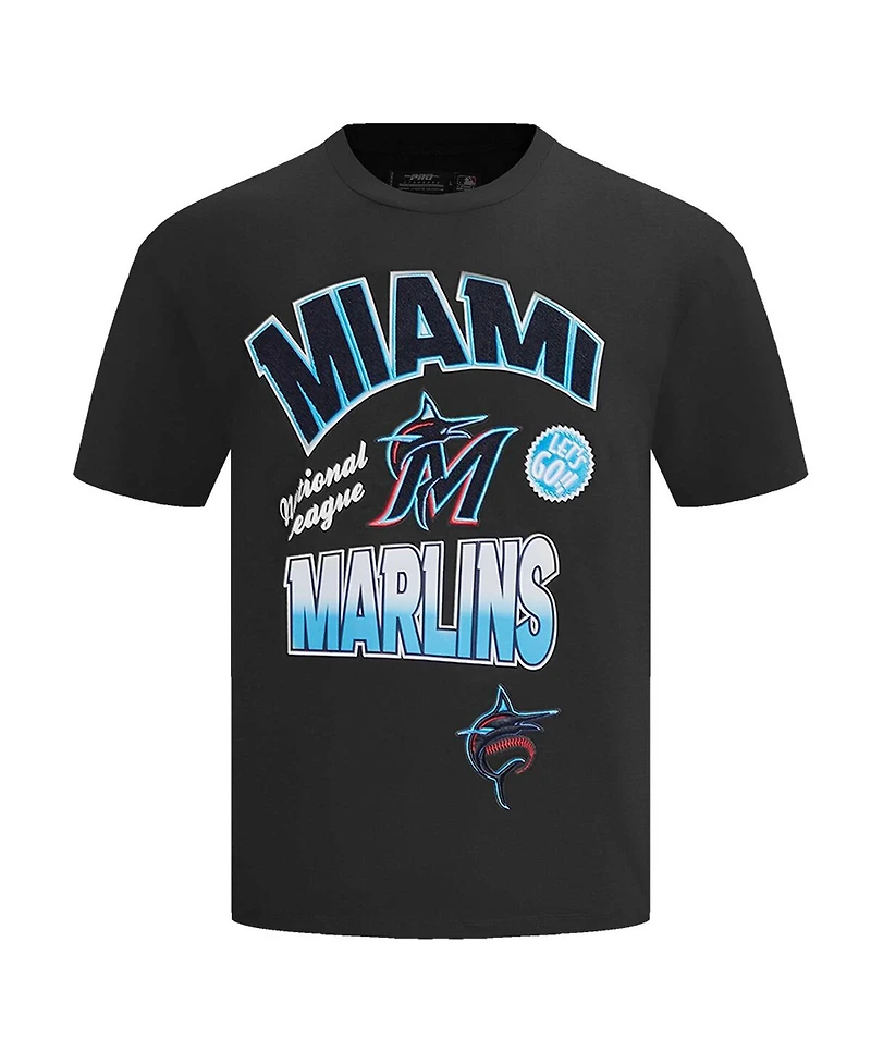 Pro Standard Men's Black Miami Marlins Turn It Up Dropped Shoulder T-Shirt