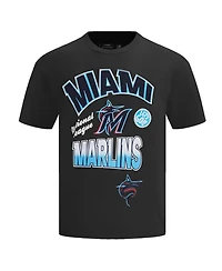 Pro Standard Men's Black Miami Marlins Turn It Up Dropped Shoulder T-Shirt
