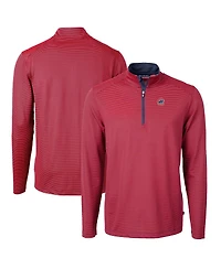 Cutter & Buck Men's Red/Navy Chicago Cubs Virtue Pique Micro Stripe Quarter-Zip Pullover Sweatshirt